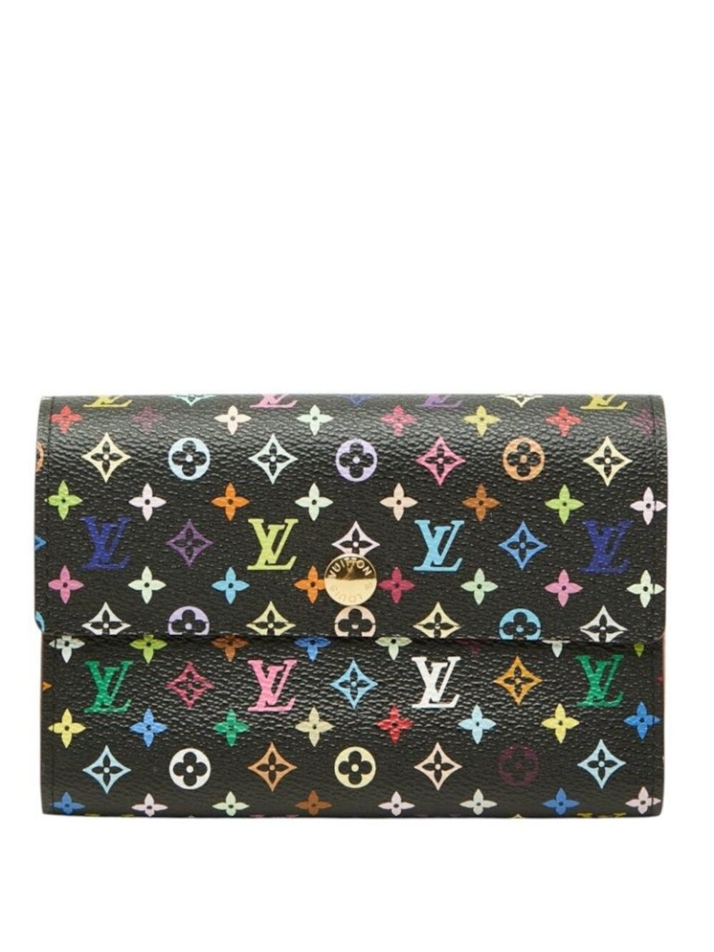 Louis Vuitton Monogram Multicolor Trifold Wallet Noir Black Leather